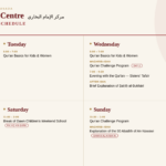 Imam Bukhari Centre Weekly Schedule